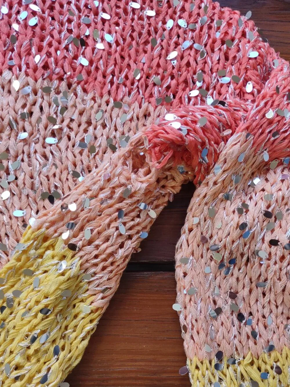 FARM Rio Brazil Sequin Cardigan Colorblock Stripe Boho *Flaws  Size G-Medium - Picture 10 of 16